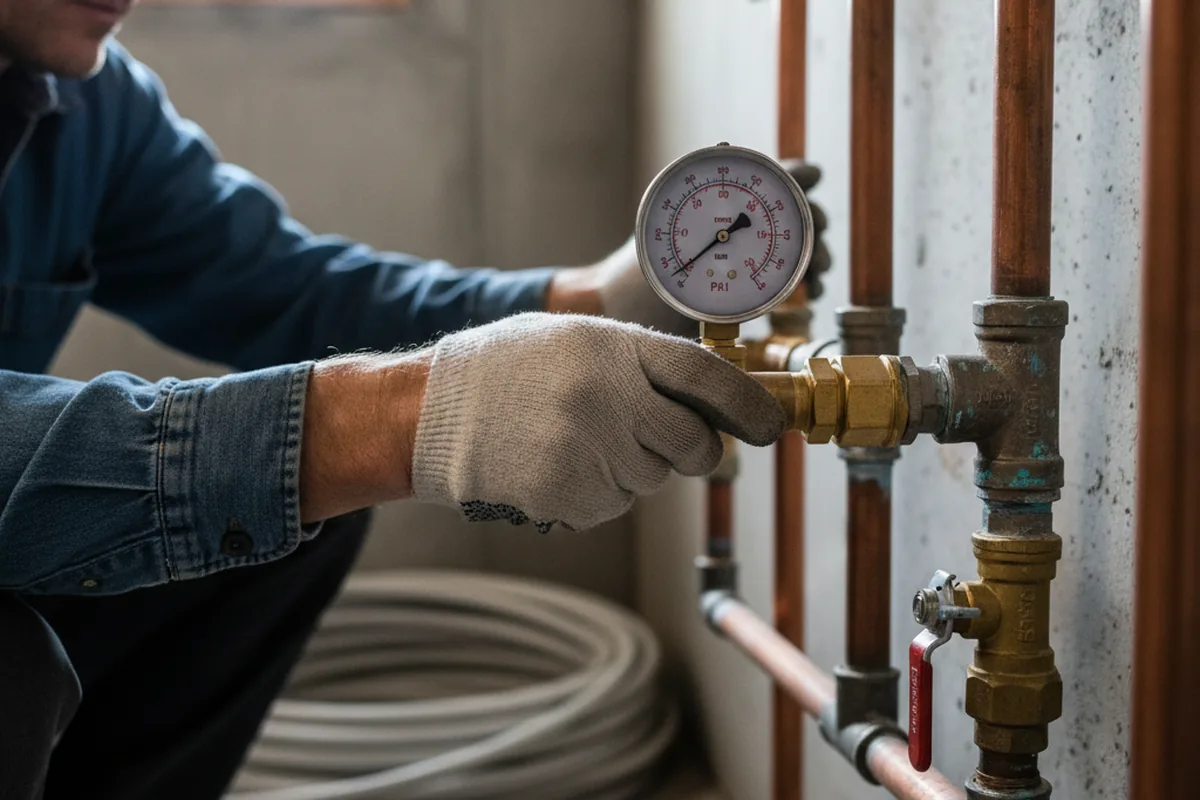 Pressure testing a repaired line during Water Line Repair in Acworth